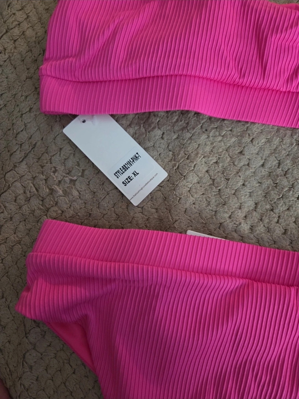 Women's Hot Pink Ribbed Bikini